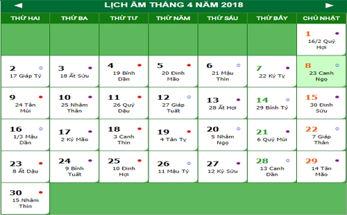 Lịch nghỉ lễ Giỗ Tổ Hùng Vương và 30 tháng 4 - 1 tháng 5 2018